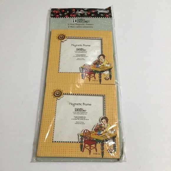 Mary Engelbreit 2 Mini Magnetic Photo Frames 3.5x3.5" Fridge Sunflowers 2007 NEW - Picture 10 of 10
